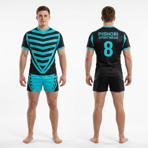 Ensemble d'uniformes de rugby personnalisés jaune charbon dégradé pour hommes – Maillot et short 100 % polyester par sublimation pour équipes - Product Image 4