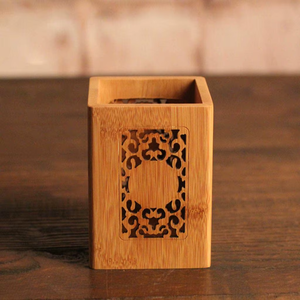 Porte-stylo en bois naturel 8x8x11cm, moderne, multifonctionnel, pour papeterie, bureau, maison, enfants, rangement décoratif de bureau, organisation - Product Image 4