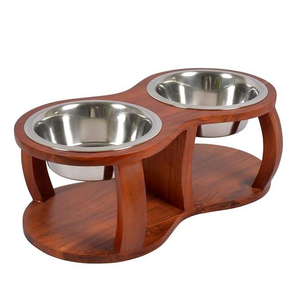 Comederos para Perros de Madera, Duraderos, con Soporte Elevado de Doble Acero Inoxidable, Diseño Elegante, Color Personalizado - Product Image 1