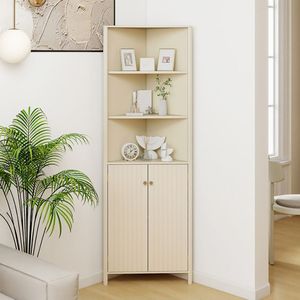 Armoire d'angle de salle de bain de 68 pouces de hauteur avec 5 étagères et 2 portes cannelées - Product Image 1