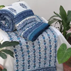 El bloğu baskı yorgan pamuk dolgu atmak tasarımcı kraliçe yatak örtüsü Razai yatak örtüsü dokuma yeni tasarım Rajai dekor