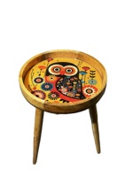 Tabouret de café artisanal en bois et résine époxy, forme moderne à 3 pieds, tons de bois naturel, 14x20 pouces, pour la maison, le bureau, les restaurants, vente en gros