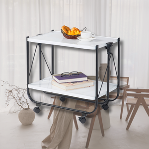 Carrito de comida plegable de muestra gratis con ruedas, tubo ovalado de soldadura para hoteles y restaurantes - Product Image 1