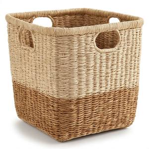 Panier de rangement en jonc de mer de qualité supérieure, écologique et durable, avec poignées, pour cuisine et salle de bain, capacité 5L, design naturel élégant - Product Image 5