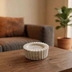Brûleur d'encens rond en marbre, décoration d'intérieur, design minimaliste, durable, salon, toutes saisons - Product Image 6