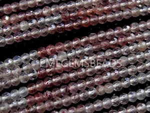 Cuentas de esfera facetadas de cuarzo fresa Natural 100%, Bola de 13 pulgadas y 2MM, Rondelle Roundel, fabricación de collares de piedra de cristal Rosa suelta - Product Image 5