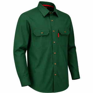 Camisa de Trabajo Unisex 2026, Verde Bosque, Algodón, Manga Larga, Resistente al Fuego, Bolsillos en el Pecho, Transpirable, Corte Regular, Cuello Camisero, Tipo Uniforme - Product Image 1