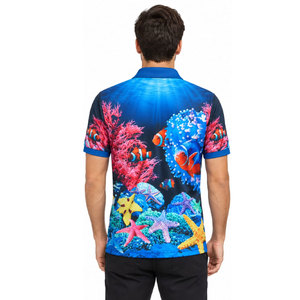Camisa Polo de Manga Corta para Hombre con Estampado de Peces de Arrecife de Coral Oceánico y Cuello con Botones - Product Image 5