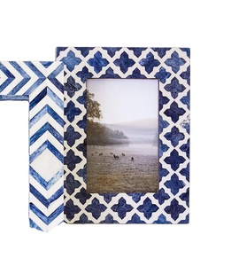 Luxury Handmade Blue White Resin Inlay Picture <b>Frame</b> Decorative Bone Style for Home Office for Tabletop Decorative Photo Display - Product Image 6
