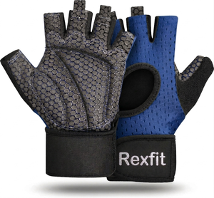 Gants de sport anti-choc pour l'haltérophilie et le fitness, gants de fitness professionnels Rexfit à demi-doigts - Product Image 5