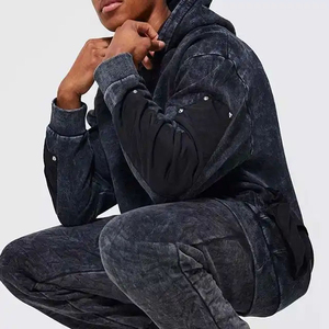 Sweat-shirts à capuche pour hommes, personnalisés, de haute qualité, effet délavé, surdimensionnés, vintage, 100% coton molletonné, pour l'hiver, vente en gros - Product Image 4
