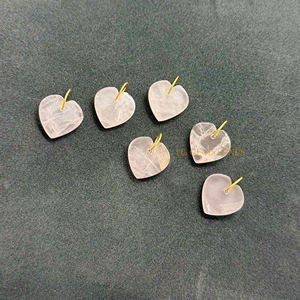 Colgante de Corazón de Cuarzo Rosa de 18x18mm, Chapado en Oro de 18K, Gema Natural, para Fabricación de Joyería al por Mayor - Product Image 4