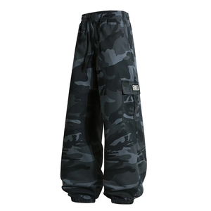 Pantalon de jogging cargo pour homme en molleton épais, coupe ample, multi-poches, streetwear, coton, avec logo personnalisé, camo - Product Image 1