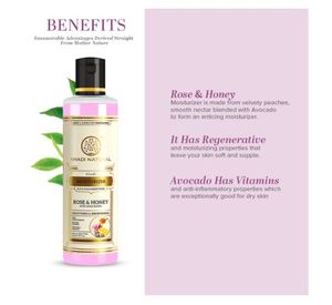 Loción Hidratante Natural Khadi, Rosa y Miel |   Piel suave y radiante |   Fórmula única no pegajosa |   Mantiene la piel hidratada - Product Image 2