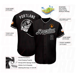 Custom Black White Authentic <b>Baseball</b> Jersey High Quality Team Sportswear Breathable Fabric Professional Training and Match Wear - Product Image 3