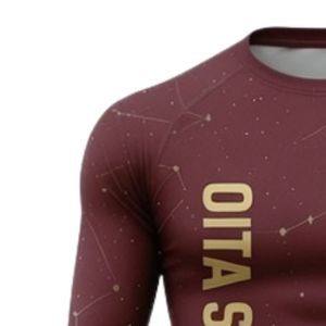 Camiseta de Compresión de Manga Larga Color Borgoña con Estampado de Constelaciones, para Entrenamiento Atlético, Gimnasio, Ejercicio, Transpirable, de Secado Rápido, de Alto Rendimiento - Product Image 4