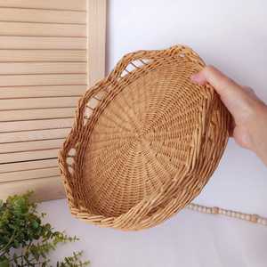 Bandeja de Servir Decorativa de Mimbre Bohemio con Borde Festoneado, Tejida a Mano, Apta para Lavavajillas, para Organización del Hogar, Venta al Por Mayor - Product Image 5
