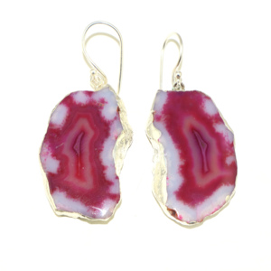 Pendientes Colgantes de Moda con Corte Elegante, de Ágata en Rodajas, con Engaste de Plata y Bisel, Joyería para Mujer y Niña, Venta al por Mayor - Product Image 1