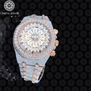 Montre de luxe Charm Jewells en acier inoxydable, boîtier de 40 mm, accents de diamants, mouvement mécanique analogique, chronographe automatique pour homme - Product Image 3