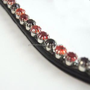Équipement de cheval fait à la main produits équestres toutes tailles en cuir cheval sourcil bande avec cristaux ronds multicolores méga bling - Product Image 1
