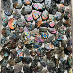 Natural Labradorite Cabochon High Flash Multi <b>Fire</b> – Blue, Purple, Orange Rainbow Labradorite Loose Gemstone Wholesale Lot, - Product Image 1