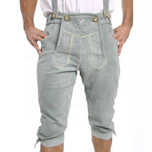 Pantalones de cuero hasta la rodilla con correas, hechos de cuero de vaca, estilo Lederhosen antiguo, para Oktoberfest, pantalones cortos bávaros únicos - Product Image 6