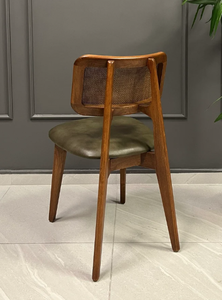 Silla de comedor de madera maciza de diseño de alta calidad, elegante respaldo de ratán, asiento acolchado cómodo para decoración de interiores - Product Image 4