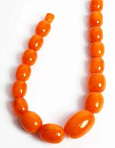 Vintage Trendige Bernstein-Halskette für Frauen Cognacbraune Ovale Perlen Gliederkette Party-Schmuck - Product Image 6