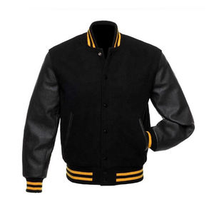Streetwear Custom Chenille Embroidery Bomber Jacket Winter Wool Embroidered Leather Sleeves College Letterman Varsity Jacket - Product Image 5
