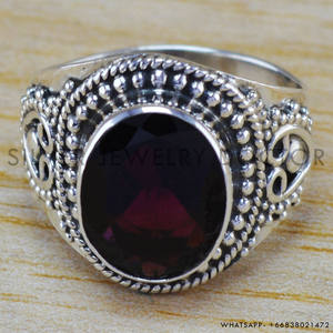 แหวนเงินแท้ 925 ประดับพลอยโกเมนสีแดงขนาดใหญ่ ดีไซน์โบโฮ วงกว้าง สำหรับผู้หญิง เครื่องประดับคุณภาพสูง แหวนพลอยแบบสั่งทำได้ตามขนาด - Product Image 2