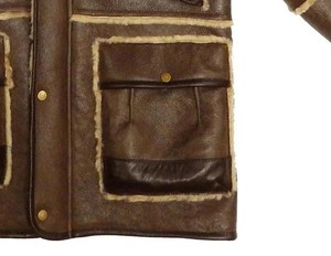 Premium Genuine Leather Shearling <b>Jacket</b> for Men Warm <b>Sheepskin</b> Fur Aviator Winter Coat Luxury Durable Biker Outerwear Style - Product Image 6