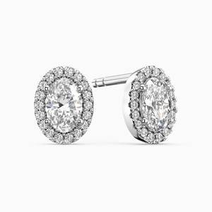 Luxury Trendy Oval Cut Moissanite <b>Halo</b> Stud <b>Earrings</b> 925 Sterling Silver 14K Gold Plated Women Wedding Bridal Jewelry Handmade - Product Image 1
