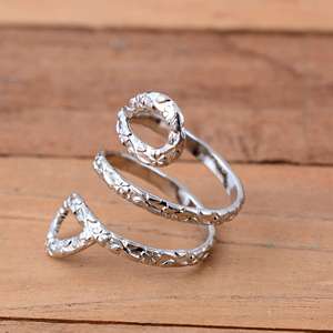 Bague de soutien thérapeutique minimaliste bohème en argent 925 gravée à la main avec motif floral, pour phalange et articulation du pouce, style col de cygne - Product Image 2