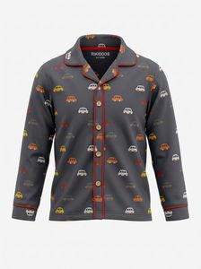 Pijamas de algodón con estampado de coches para bebés, manga larga, cuello vuelto, cierre de botones, ropa de otoño para bebés y niños pequeños - Product Image 4