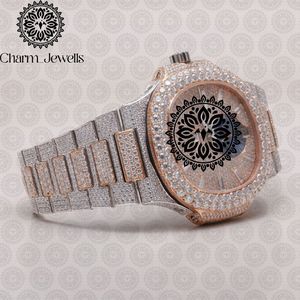 Montre de luxe pour homme Charm_Jewells, bracelet en acier inoxydable, boîtier incrusté de diamants, mouvement mécanique, cadran de 40 mm, étanche 10 bars - Product Image 5