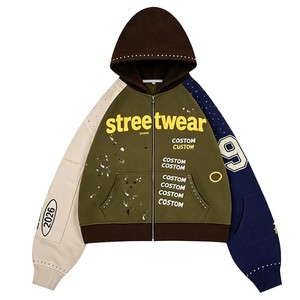 custom fashion sweatshirt supplier using 350gsm fleece streetwear hoodie with US unisex oversized zip hoodie - Product Image 6