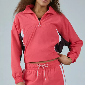 Veste safari rose fine à col zippé réfléchissant avec capuche, design color block, respirante, en nylon, style sportif, longueur standard, pour homme - Product Image 1