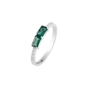 Anillo de Esmeralda y Diamantes en Plata de Ley 92.5 KLSR-11795 - Product Image 1