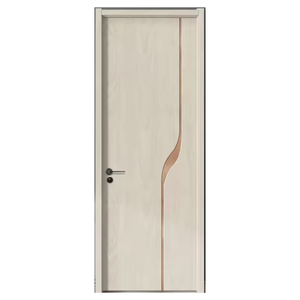 Puerta Interior Moderna de Madera de Teca con Chapa de Madera, Resistente a la Humedad, Ignífuga, Material MDF Sólido, Puerta de Madera Maciza - Product Image 1