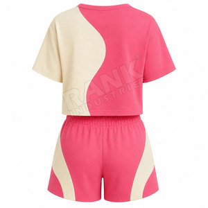 OEM Service <b>2</b> <b>Piece</b> <b>Set</b> <b>Women</b> Cotton <b>Women's</b> <b>Sets</b> New Style High Quality Solid Color <b>Women</b> T-Shirts And Shorts <b>Sets</b> For Sale - Product Image 2