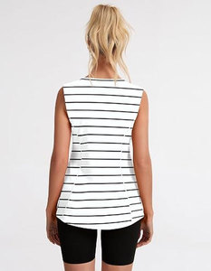 เสื้อกล้ามผู้หญิงแขนกุดคอกลมลายทางระบายอากาศลำลองเสื้อถักยาวปกติ - Product Image 4