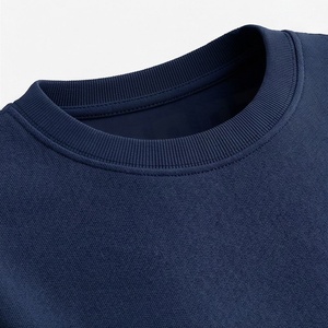 Ensemble 2 pièces en coton tricoté pour femme, haut à col rond et manches courtes, short au-dessus du genou, bleu marine uni, décontracté, printemps-été - Product Image 4