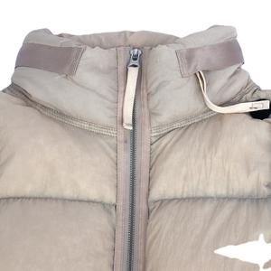 Chaqueta con capucha de burbujas de invierno Unisex, cuello levantado Beige, Mangas desmontables, cremallera frontal, hombros caídos, impermeable a prueba de viento - Product Image 5