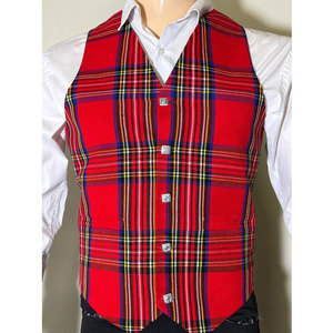 เสื้อกั๊กทาร์ทันสีแดงแมคเคนซีแบบสก็อตแฮนด์เมดขายดีที่สุด ชุดเสื้อกั๊กผู้ชายลายตารางหมากรุก ผลิตภัณฑ์จากโรงงาน - Product Image 3