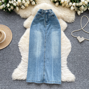 Falda Recta de Invierno para Mujer, Informal, de Cintura Alta, de Mezclilla, de Secado Rápido, 100% Algodón, Silueta Lápiz, Retro, al por Mayor - Product Image 3