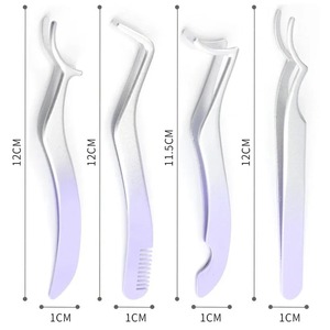 Pince à épiler pour cils 1/4 Gradient avec peigne, pointe en acier inoxydable, pince à sourcils droite 12 cm, outils de précision durables et modernes personnalisés - Product Image 1