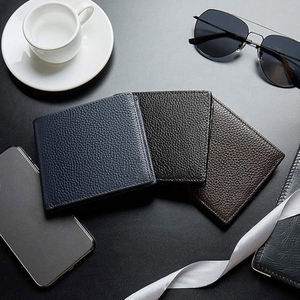 Professional Manufacture Customized Logo Factory Direct Sale Super Slim Pu Leather Mini Card <b>Wallet</b> <b>Men's</b> - Product Image 4