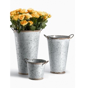 Antique Silver Galvanized Iron Aluminium <b>Copper</b> Modern Vase Pitcher Flower Pot Home <b>Table</b> Decor Tall Tapered Bucket - Product Image 1