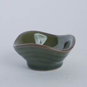 Olive Green Reactive Glaze Modern Design Square Stoneware Ceramic Sauce Dish Ribbed <b>Sides</b> Sushi Soy Dipping Restaurant Hotel - Product Image 2