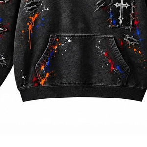 Sudadera con Capucha Vintage para Hombre, Estilo Punk, con Estampado de Calavera, Llama y Cruz, para Invierno - Product Image 6